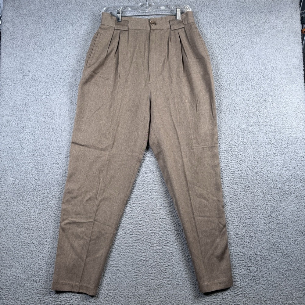Vtg Casablanca Pants Womens‎ 14 Tan High Rise Pleated Tapered Trousers Talon Zip